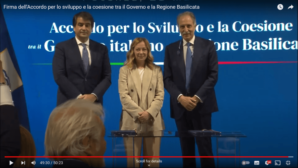 Accordo coesione da 945 milioni fra Governo e Regione Basilicata