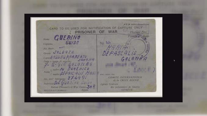 La cartolina della prigionia in Egitto spunta 81 anni dopo