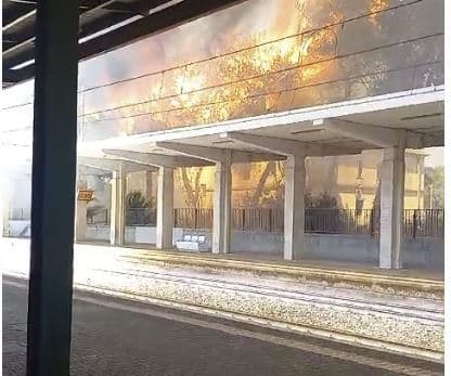Incendio a San Pietro V.co. Traffico ferroviario rallentato. Un cane è morto carbonizzato
