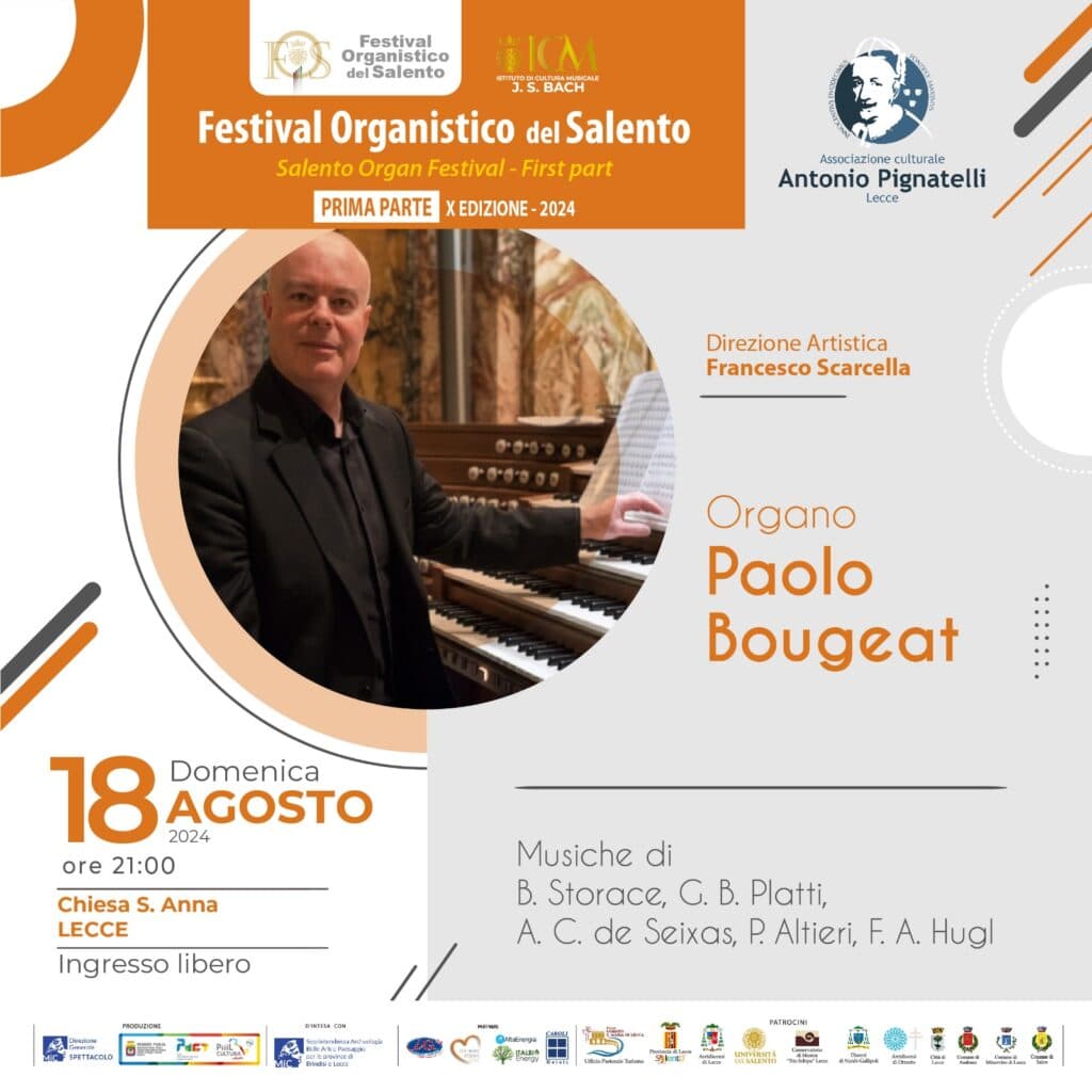 Festival Organistico del Salento, questa sera il concerto di Paolo Bougeat