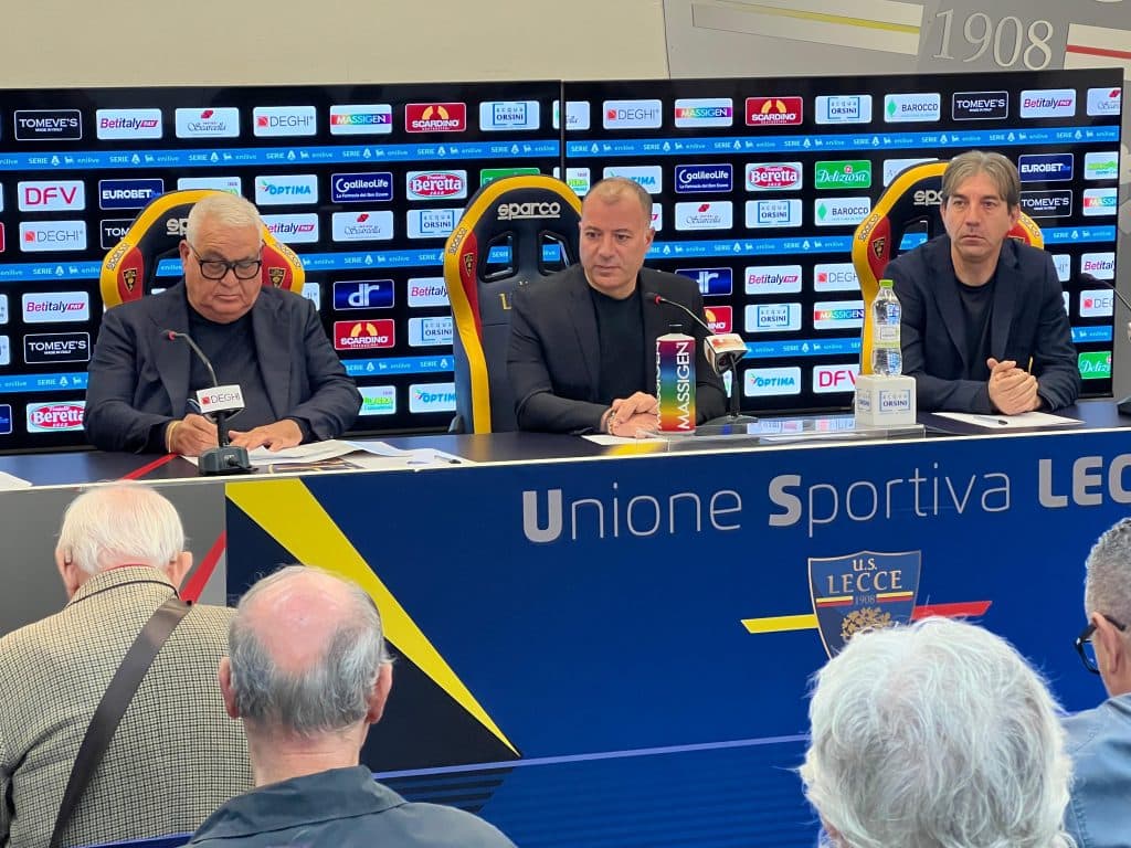 Lecce, Sticchi Damiani: "Nulla è compromesso". Corvino: "Arriverà un allenatore da campo"
