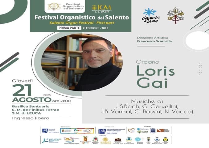 Festival Organistico: stasera a Santa Maria di Leuca, Loris Gai