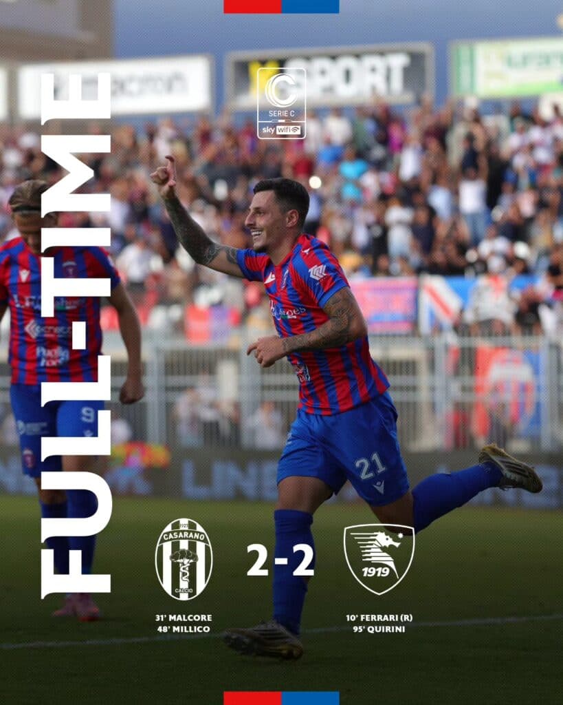 Casarano-Salernitana 2-2, emozioni e gol