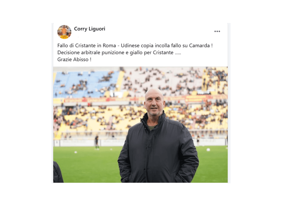 Rigore revocato al Lecce, Liguori: “grazie Abisso”