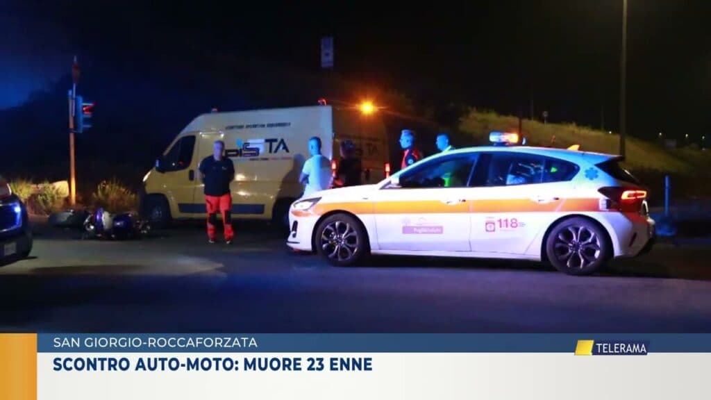 San Giorgio-Roccaforzata, scontro auto-moto: muore 23enne