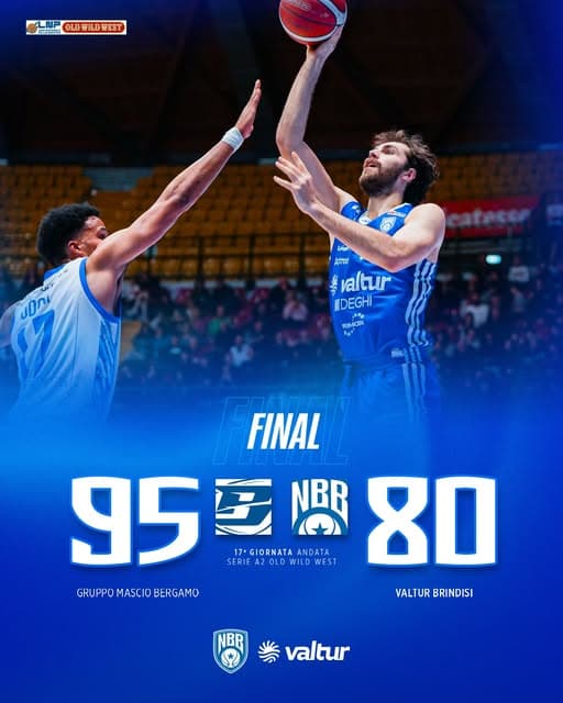 Basket A2: Valtur Brindisi si arrende a Gruppo Mascio Bergamo