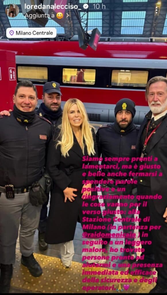 Loredana Lecciso colta da malore in stazione: "Grazie a Polizia e operatori per avermi soccorsa"