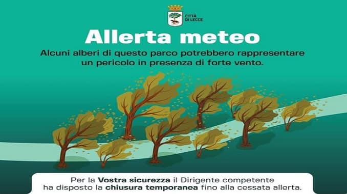 Allerta meteo: a Lecce per motivi di sicurezza chiusi alcuni spazi