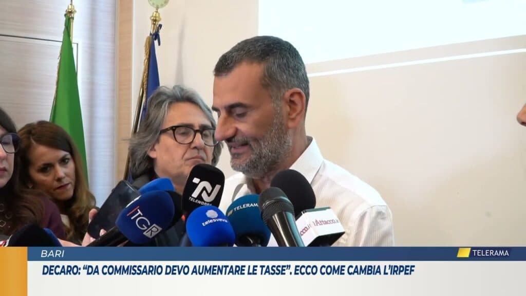 Decaro: “devo aumentare le tasse”. Ecco come cambia l'Irpef