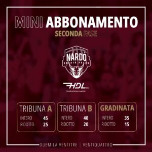 Costo mini abbonamenti fase a orologio A2 basket Nardò 