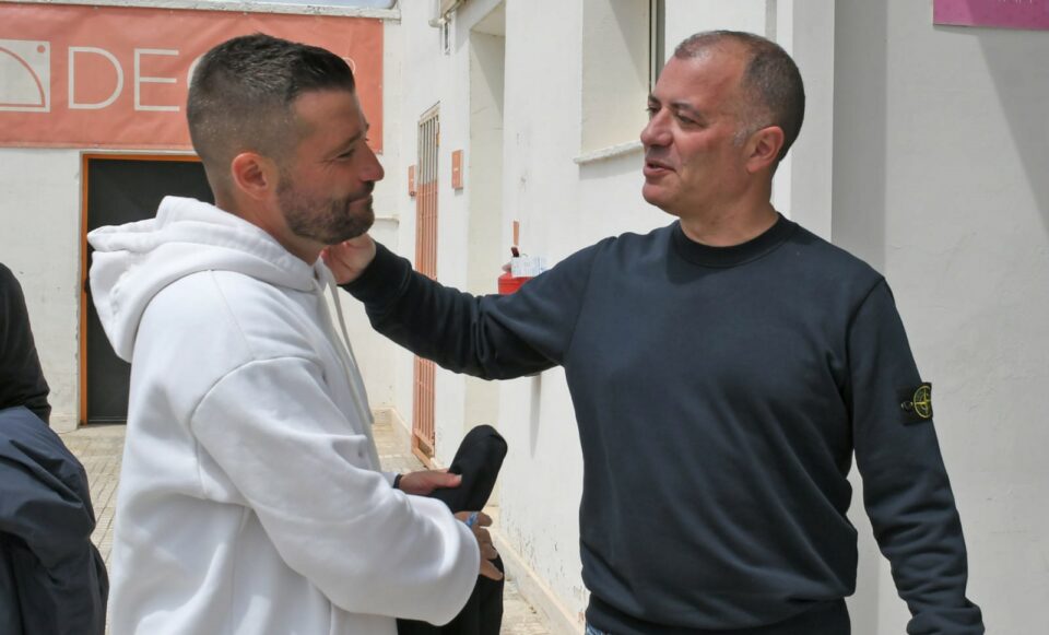 Federico Coppitelli, alleatore della Primavera del Lecce e il presidente Saverio Sticchi Damiani