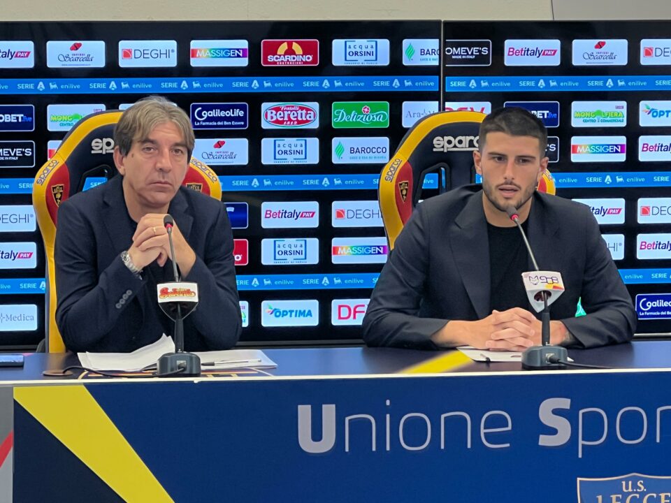 Stefano Trinchera, direttore sportivo del Lecce e Kevin Bonifazi, difensore del Lecce