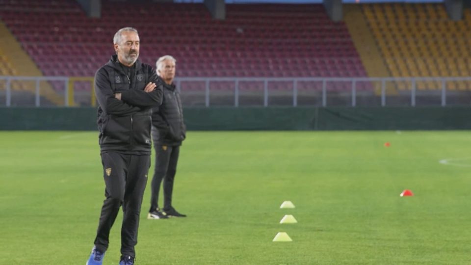 Allenamento Lecce, Via del Mare, con l'allenatore Marco Giampaolo