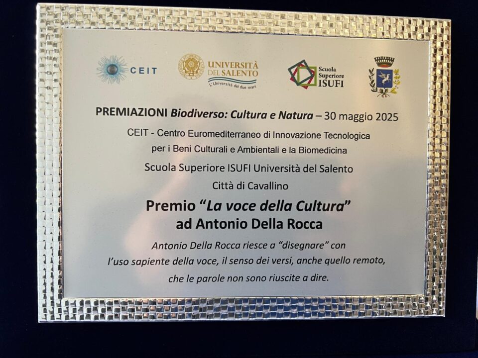 premio voce della cultura ad Antonio Della Rocca