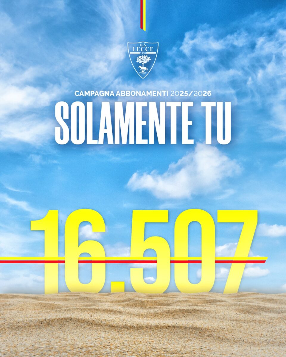 Abbonamenti Lecce, 16507 al termine della prima fase